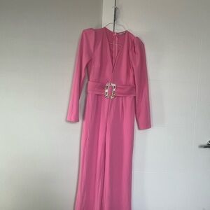 Elegant Pink Belted Women's Dress